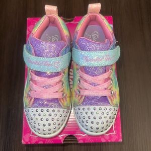 Little girls sketchers twinkle toes (light up shoes) little kids size 10